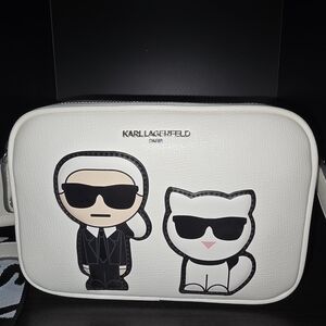 Karl Lagerfeld White Belt Bag with Iconic Characters